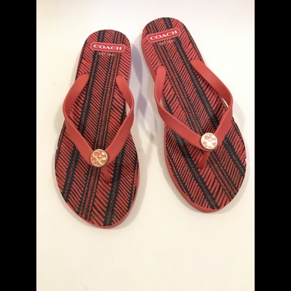 Coach Women's Flip-Flops (Coral) Size 11/12 - Picture 3 of 9